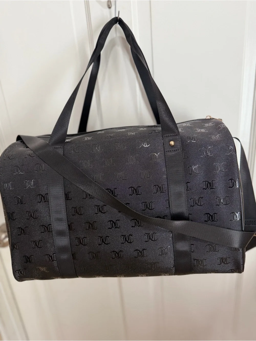 Juicy Couture Black Monogram Duffel Bag with Gold Hardware